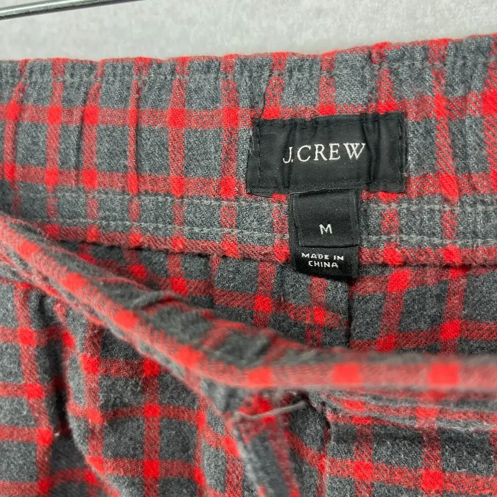 J.CREW Pajama Pants Mens M Flannel Check Lounge PJ Drawstring Cotton Gray